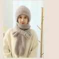 thumbnail image 4 of Idoravan Womens Winter Beanie Hat Scarf Set Integrated Ear Protection Windproof Cap Scarf 2 In 1 Winter Warm Knitted Hat Scarf Thickening Hat Scarf Khaki, 4 of 5