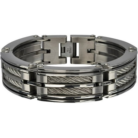 Steel Art Men's Stainless Steel Two Big Polish Finished Chunky Cable Bracelet, 8-3/4