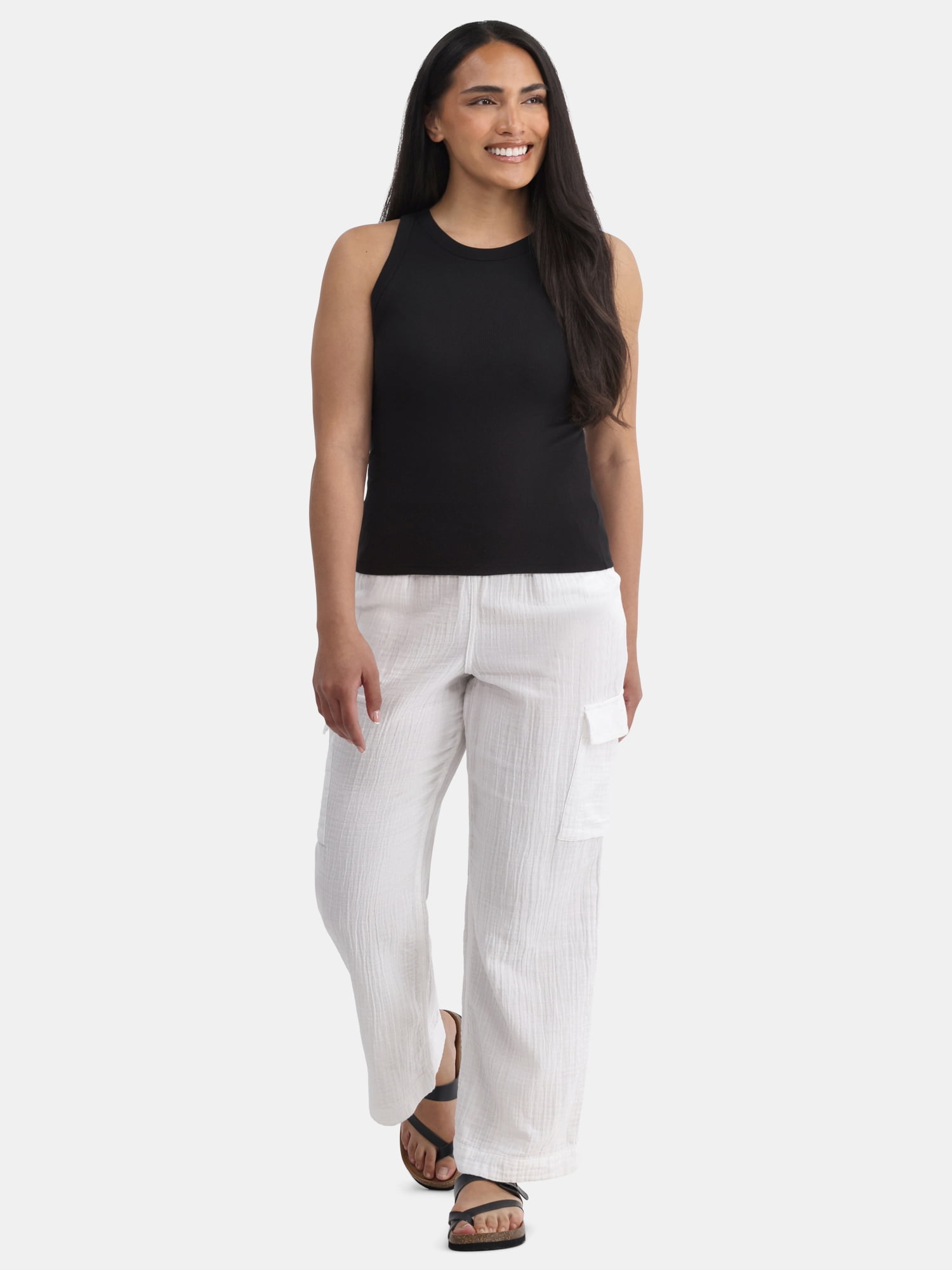 Time and Tru Women's High Neck Ribbed Tank Top, Sizes XS-XXXL