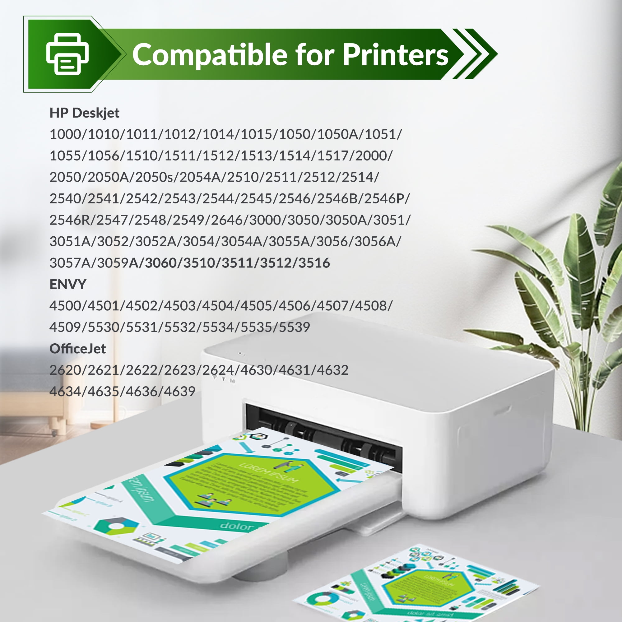 61XL Tri-color Ink Cartridges for Printer 61 Ink Cartridge Compatible for HP 61 Ink Cartridge Combo Pack Work with HP Envyw 4500 4501 Deskjet 2541 2-Pack