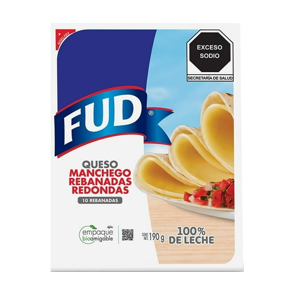 Queso manchego FUD 44 10 rebanadas redondas 190 g