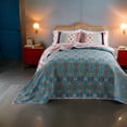 thumbnail image 6 of Benjara Ello 3pc King Bedspread and Pillow Sham Set- Red Blue Bohemian Stripes, 6 of 6