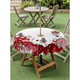 thumbnail image 3 of Outdoor Tablecloth with Umbrella Hole and Zipper, Red Pink Valentine's Day Round Table Cloth 60 Inch Waterproof Tablecloth, Love Heart Eucalyptus Leaves Picnic Table Cover for Patio Camping, 3 of 7