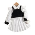 thumbnail image 2 of LYMAYTER Robe Décontractée pour Filles 2-7 Ans Robe Pull Blanche + Gilet en PU Ensemble pour Tout-Petits Printemps Automne Robe Douce, 2 of 8