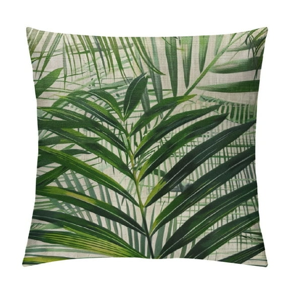 Qinduosi Tropical Palm Leaves Throw Pillow Covers " Colorful Square Pillow Cases Decorative Linen Cushion Covers with Hidden Zipper for Couch Sofa Bedroom (Tropical Leaves)