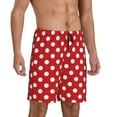 thumbnail image 3 of Rocae Red Polka Dot for Men's Soft Sleep Pajama Shorts, Waistband and Pockets, 3 of 9
