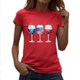 thumbnail image 2 of Women's 4th of July Graphic Tees Patriotic American Flag Wine Glass Shirts Casual Short Sleeve Summer Tops Independence Day Vacation Novelty Clothing, 2 of 5