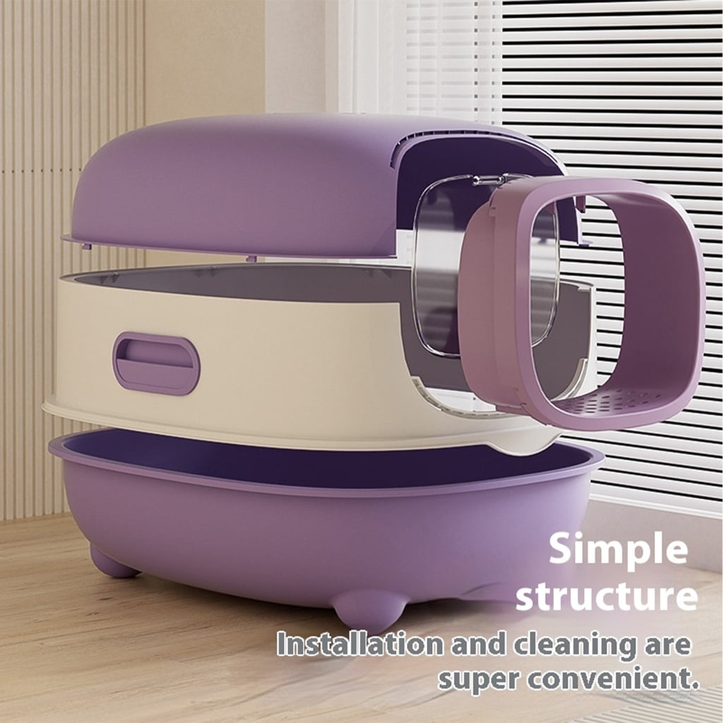 Cat Litter Box High Side Height Smooth Surfaces Detachable Pans Safe and Hard High Edges Spatter-proof