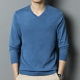 thumbnail image 6 of Men's Autumn Solid V-Neck Knitted Slim Fit Casual Long Sleeve Wool Sweater, 6 of 12