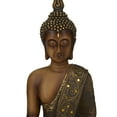 thumbnail image 5 of 12" x 15" Brown Polystone Meditating Buddha Sculpture with Engraved Carvings and Relief Detailing, by DecMode, 5 of 8