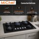 thumbnail image 4 of MiChef Parrilla a Gas SPUNTINO 76cm | Cristal Templado Negro | 5 Quemadores, 4 of 9