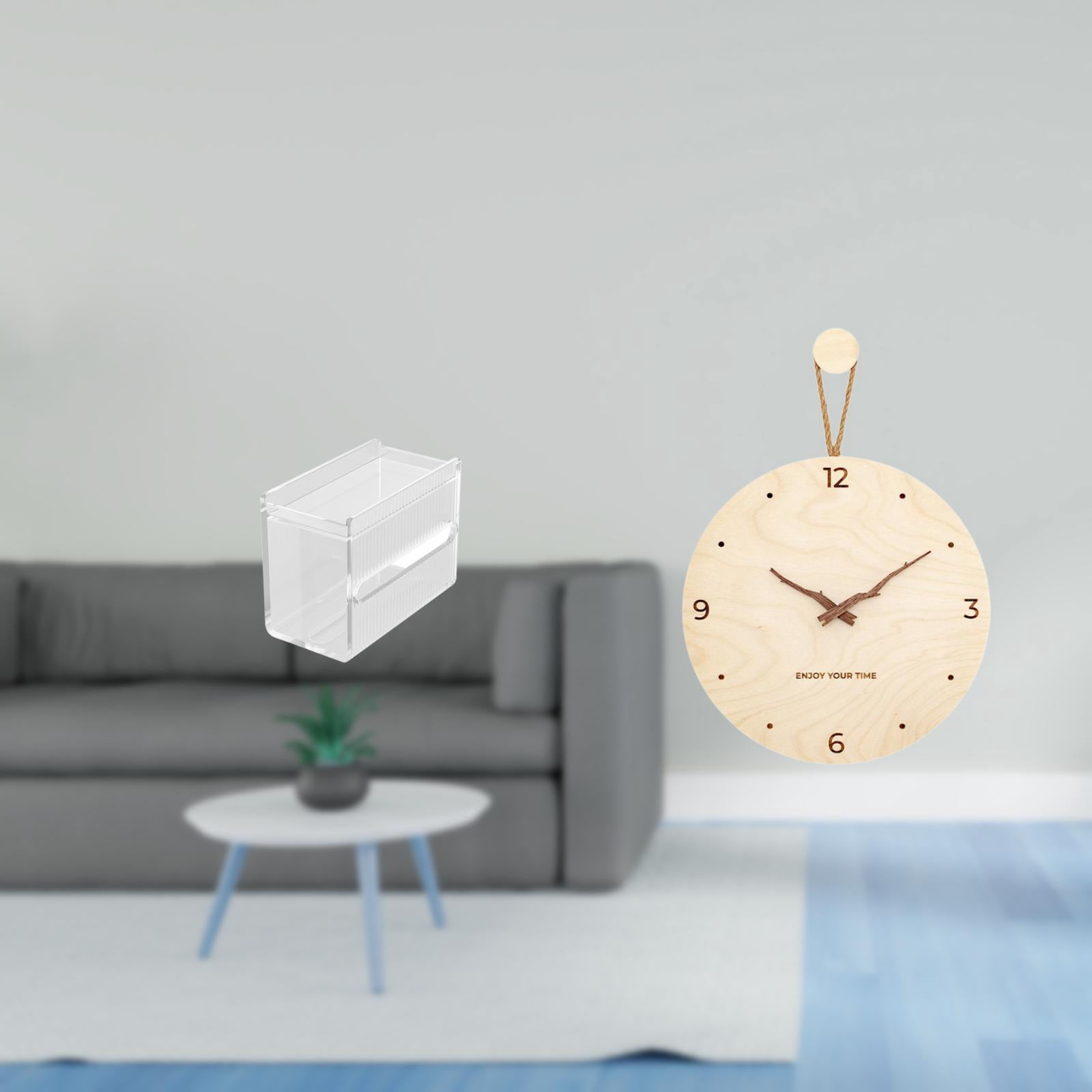 Fiocias Wall Clock Tissue Case Toilet Paper Storage Box Acrylic Towel Holder Wood Modern Minimalist Silent Easy Installation Suitable for Bedroom Ki