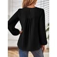 thumbnail image 4 of Corabera Plus Size Tops for Women Long Sleeve Tunic Tops Loose Flowy Shirts Crewneck Chiffon Ribbed Black Blouses Boho Clothes XXL, 4 of 7