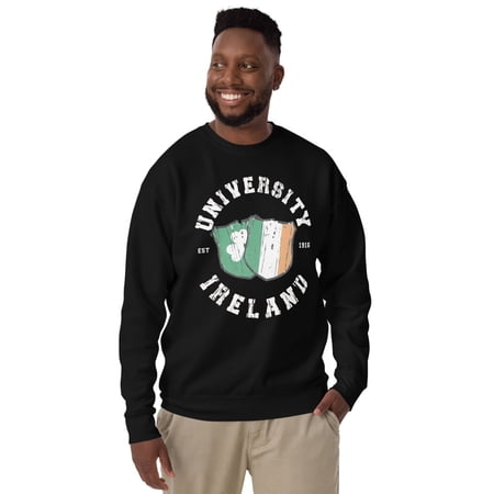 University Ireland, Celebrate Ireland everyday, Unisex Premium Sweatshirt #LoveIreland, (Black, S)