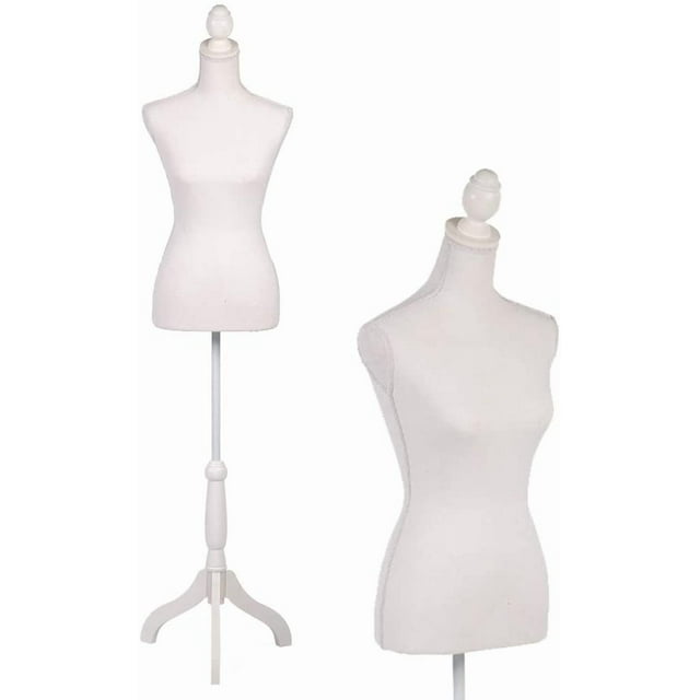 FDW Mannequin Mannequin 60”-67” Hauteur Réglable Modèle de Robe pour Femme Affichage Torse Corps Trépied Support Formes de Vêtements (Blanc)