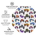 thumbnail image 3 of Honeii Cartoon Monster Trucks1 print Leather Coaster Set of 4, ideal for safeguarding your furniture from drinks spills and effortless cleanup-Octagon, 3 of 6