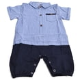 thumbnail image 2 of Ropa transpirable para bebé, mameluco de algodón, mameluco infantil, trajes para niño pequeño, mono de manga corta, azul oscuro, 80cm, 2 of 14