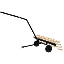 Acekid 60 Inch ATV Tow Behind Durable Corrosion Resistant Steel Pine Straw Rake, Heavy Duty Dethatching Landscape Rake