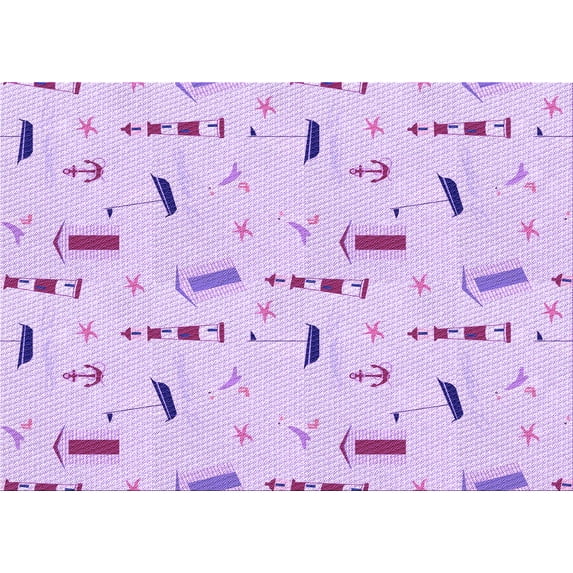 Ahgly Company Indoor Rectangle Patterned Heliotrope Purple Area Rugs, 7' x 10'