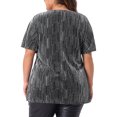 thumbnail image 4 of Agnes Orinda Women's Plus Size Blouses V Neck Metallic Short Sleeve T-Shirt Party Tops 2X Silver, 4 of 7