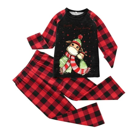 

Family Photo Outfits Christmas Fit Long Sleeve Soft Fashion T Shirt And Pants Family Gathering Casual Pajamas Set Black 4 Years - 5 Years