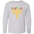 thumbnail image 3 of Inktastic Hanukkah Menorah Candles Long Sleeve Youth T-Shirt, 3 of 5