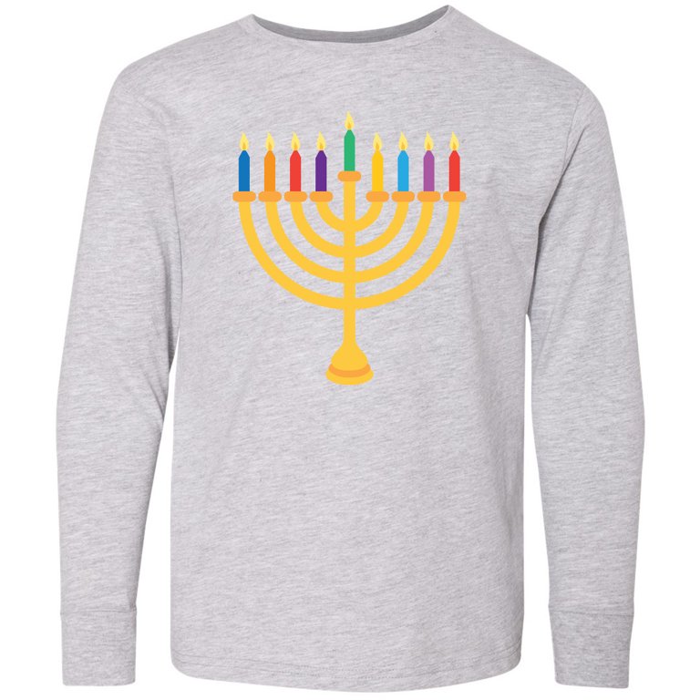 Hanukkah Menorah Candles Long Sleeve Youth T-Shirt photo 3