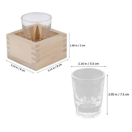 

1 Set Japanese Style Sake Cups Glass Sake Mug Wine Cup Mug with Wooden Sake Box