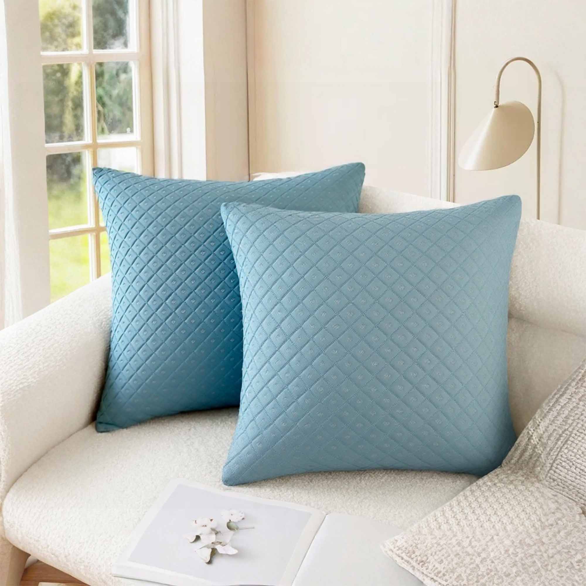 Unique Bargains Set of 2 Soft Modern Geometric Pillow Cushion Cases Light Gray 18" x 18"