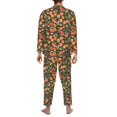 thumbnail image 5 of Mens Pajamas Set - Fruits Peach Comfy Long Sleeve Button Up Pajama Sets for Men 2 Piece, Soft Sleepwear Nightwear Pjs Lounge Sets for Men with Pockets, 5 of 5