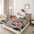thumbnail image 3 of Castle Fairy Rustic Camo Forest Animal Bed Sheets 4-Piece,Bear Wolf Squirrel Owl Wildlife Full Size Sheets,Beige Green Red,1 Fitted Sheet, 1 Flat Sheet and 2 Pillowcases, 3 of 6