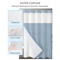 thumbnail image 2 of No Hook Shower Curtain with Snap in Liner,Sky Blue Solid Color Waterproof Bath Curtain Double Layers with See Through Top Window,Retro Linen Minimalist Style Hotel Shower Curtains 72x72in, 2 of 9