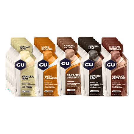 GU Original Sports Nutrition Energy Gel - Various Flavors - Indulgent Mixed / 24 Count (Best Energy Gels For Cycling)