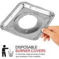 thumbnail image 6 of Gas Burner Liners (100 Pack) Disposable Aluminum Foil Square Stove Burner Covers - 8.5 Inch Gas Range Protector Bibs Keep Stove Clean - Foil Liners to Catch Oil, Grease and Food Spills, 6 of 6