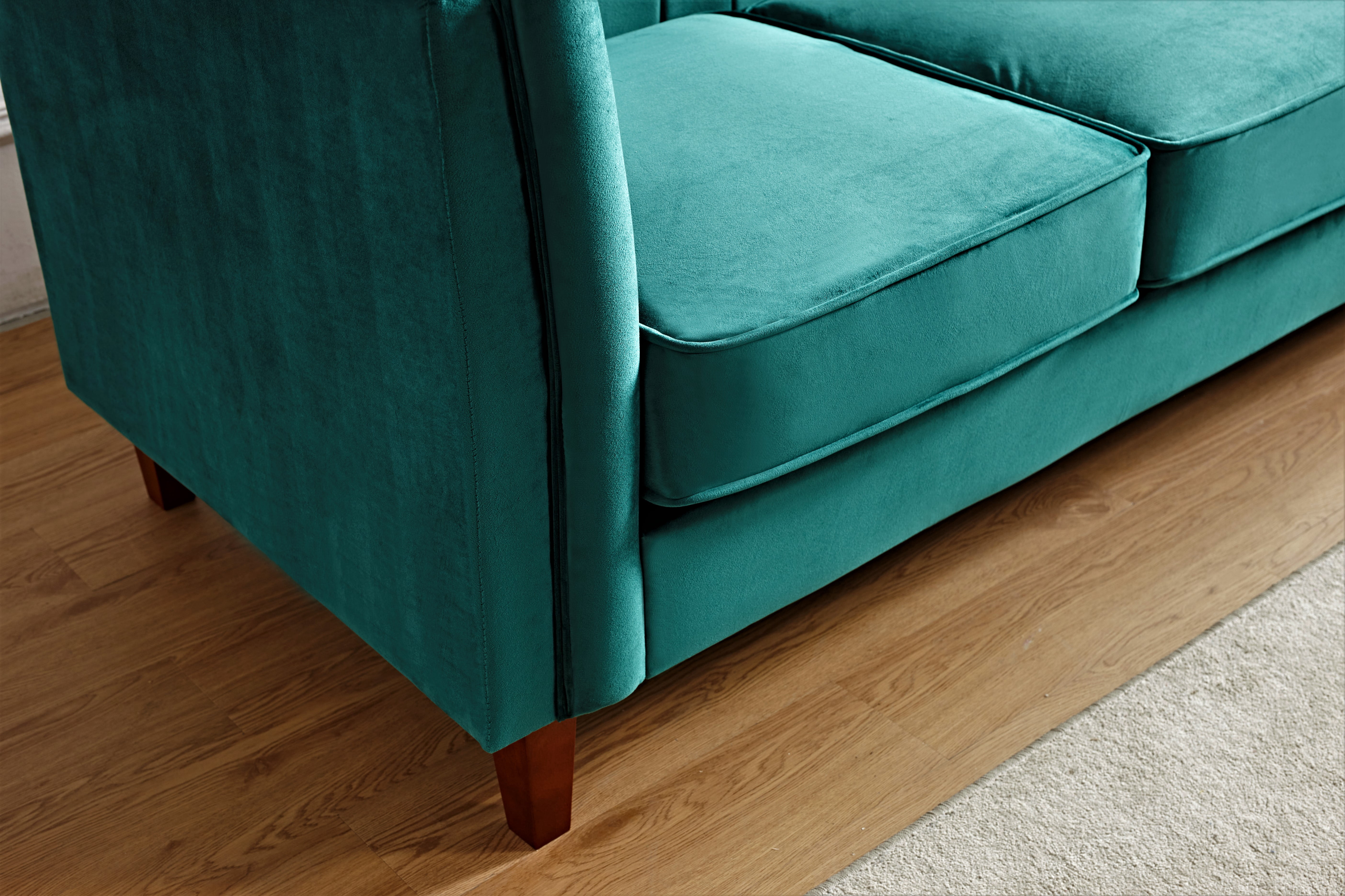 US Pride Furniture Plainfield Line Tufted Square Design Velvet Loveseat, Green