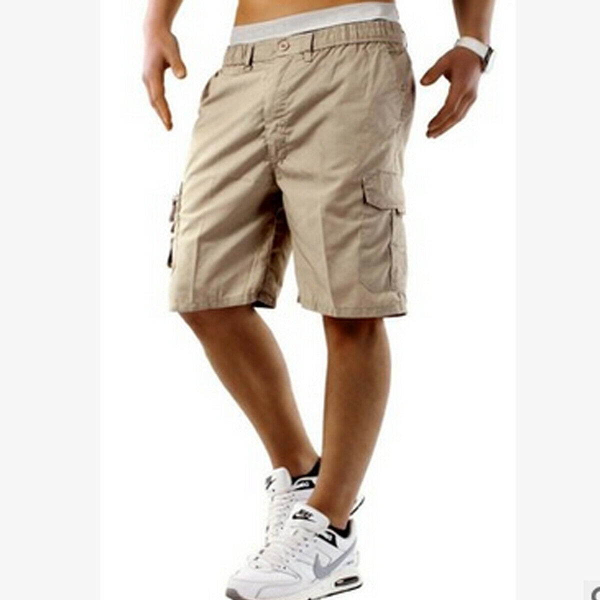 full elastic waist cargo shorts