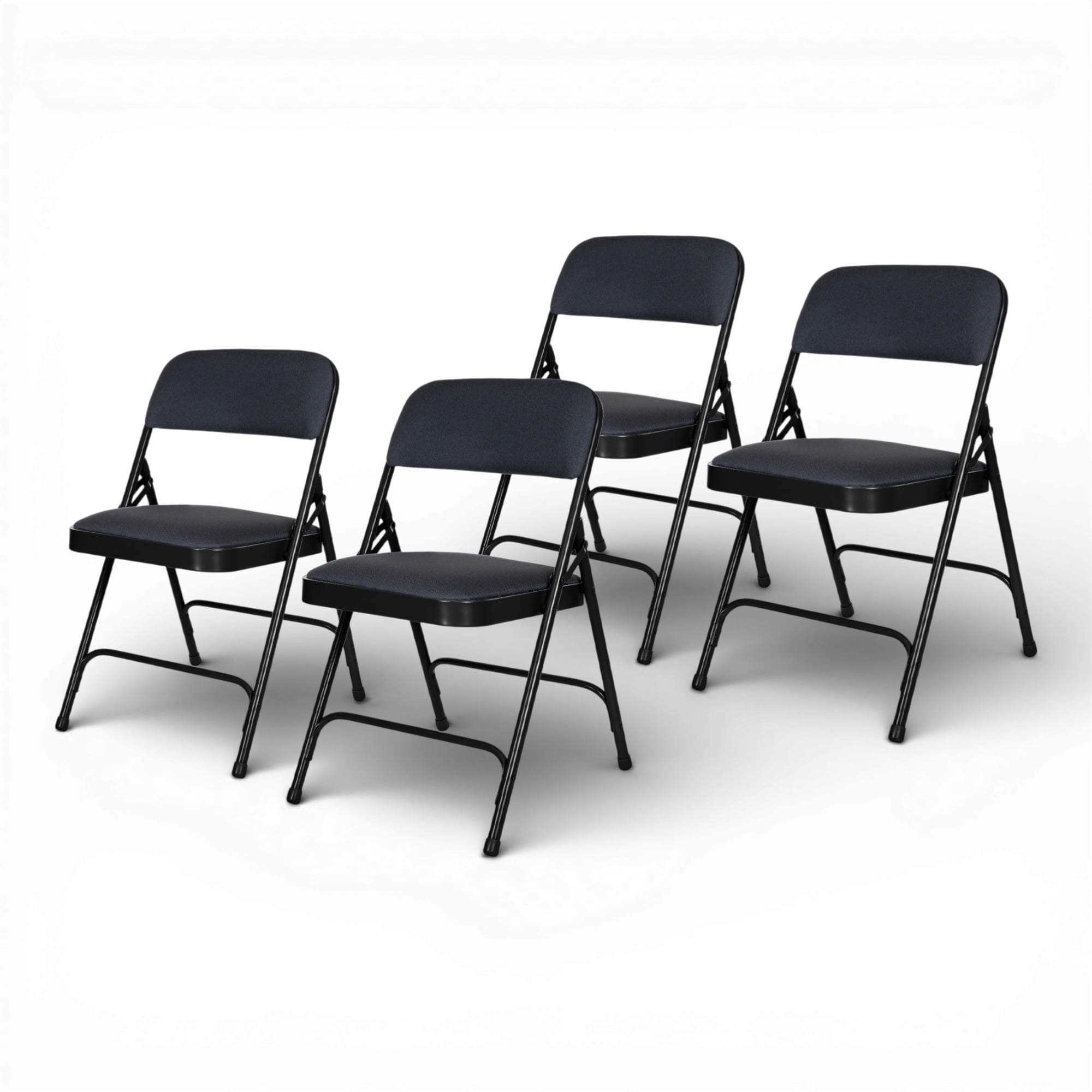 Hampden Furnishings Bernadine Collection Fabric Padded Folding Chair, Black, Pack of 4