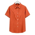 thumbnail image 6 of Mifsaly Plus Size Short Sleeve Shirts Women Button Up Business Casual Blouses Lightweight Elegant Linen Tops Vacation Going Out Fashion Outfits M, 6 of 7