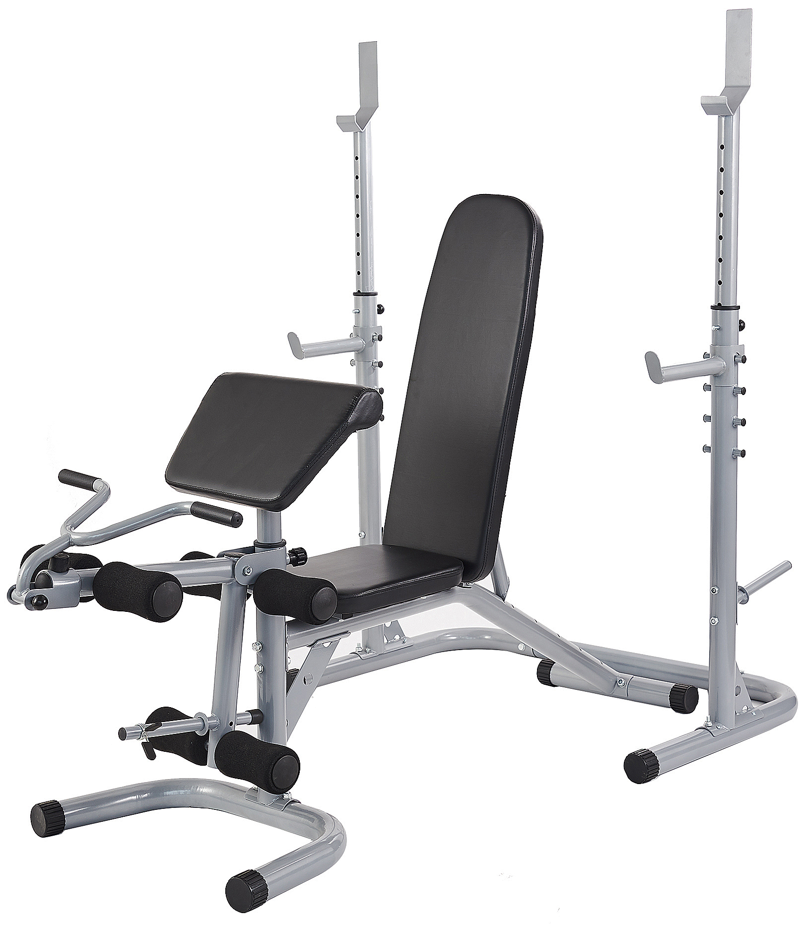 Everyday Essentials Multifunctional Workout Station Adjustable Olympic Workout Bench with Squat Rack, Leg Extension, Preacher Curl, and Weight Storage - image 2 of 6