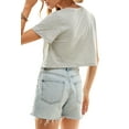 thumbnail image 6 of Women's Boxy Crop Top Round Neck Short Sleeve Casual 100% Cotton Cropped Tee T-Shirt, Light Heather Gray, 2XL, 6 of 8