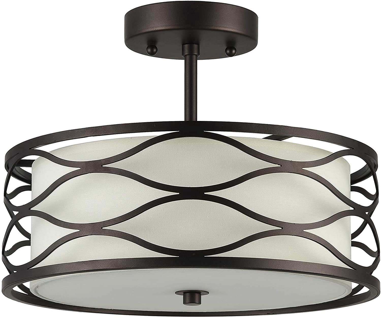 RADIANCE Goods Transitional 2 Light Rubbed Bronze Semi-Flush Ceiling Fixture 13" Wide