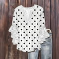 thumbnail image 6 of Wowcloth Womens V-Neck Blouse, Lace Detail 3/4 Sleeve with Buttons, Casual Floral Print Fashion Top for Daily Wear, 6 of 6