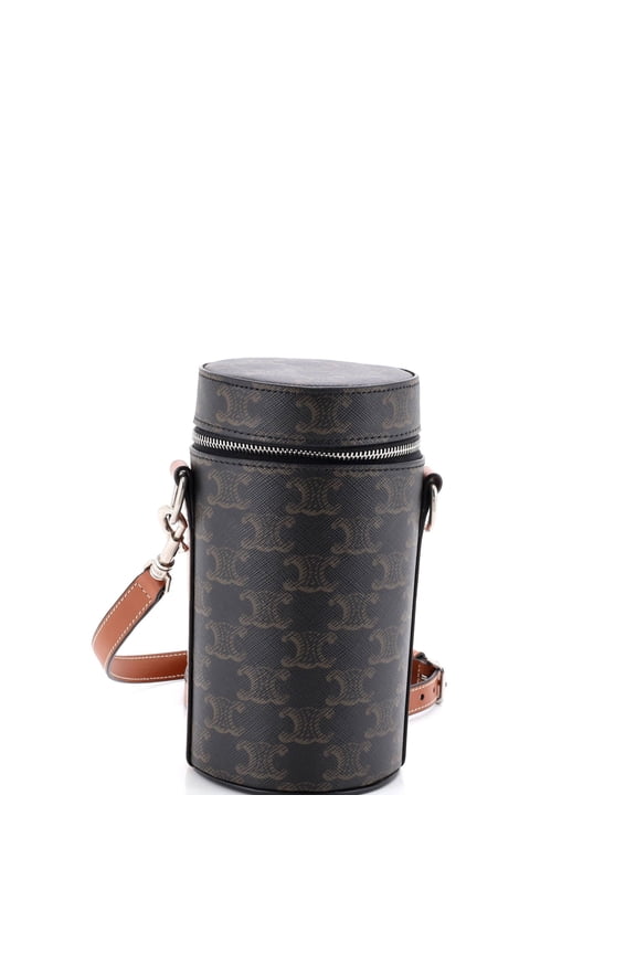 Pre-Owned Vertical Cylinder Bag Triomphe Coated Canvas By Rebag