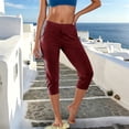 thumbnail image 2 of Luvior Women’s High Waist Capri Yoga Pants – Stretchy Side Pocket Workout Leggings, Breathable Casual Fitness Bottoms for Daily Wear Red M, 2 of 4