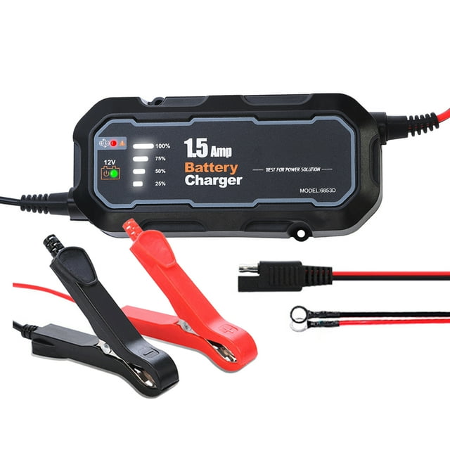 1500mA Motorcycle Battery Charger 12V Automatic Battery Charging Tool Maintainer Waterproof for Car Motorcycle Trickle Charger