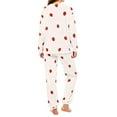 thumbnail image 4 of MVRLSH Pajamas For Women Set Cute Strawberry Print Winter Coral Fleece Pajama Set Thick Warm 2 Piece Flannel Loungewear Cozy White M-Xxl, 4 of 9