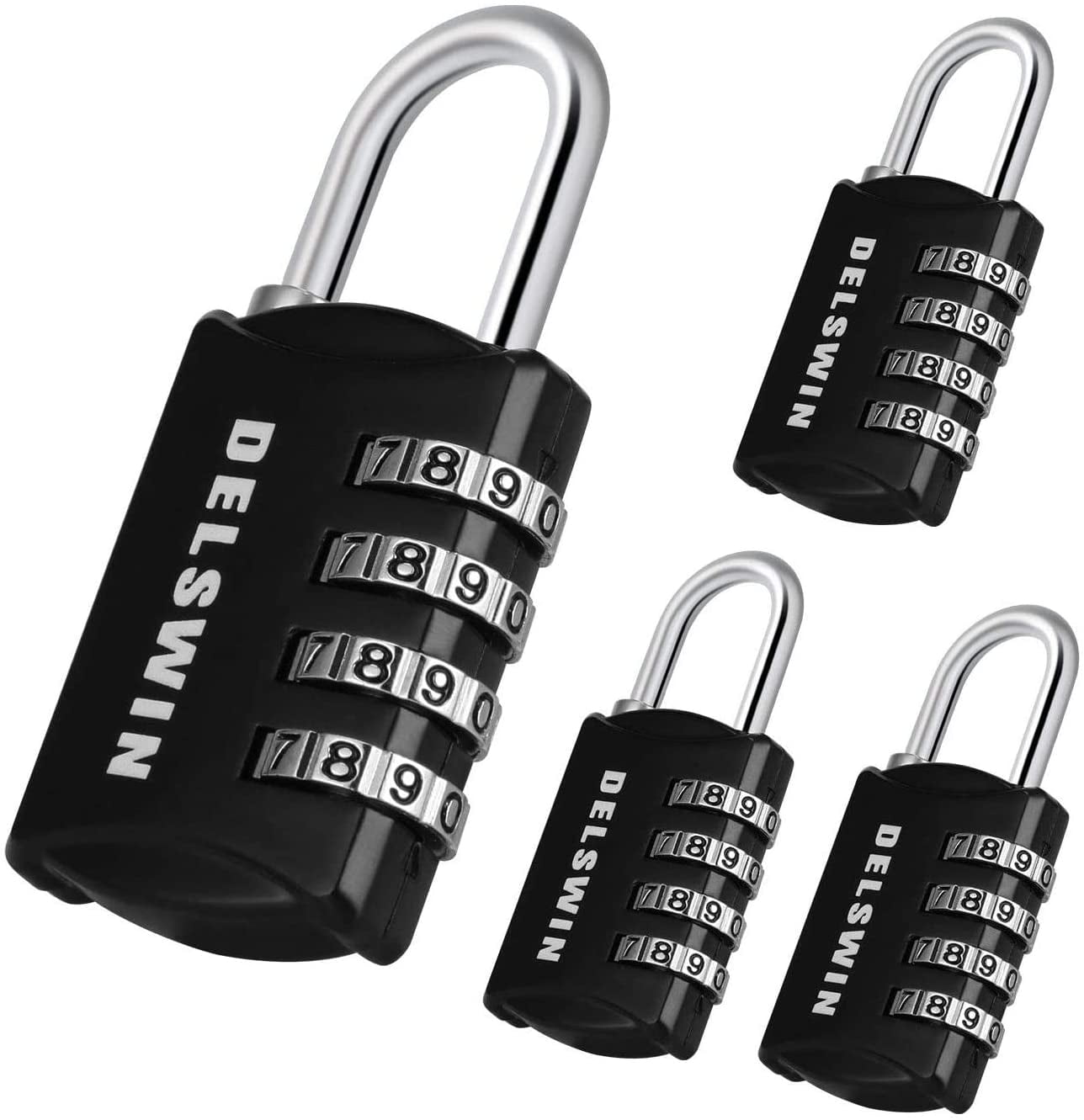 4x TRAVEL PADLOCKS 3 Digit Combo Lock Gym Locker Storage Mini Combination Bag 
