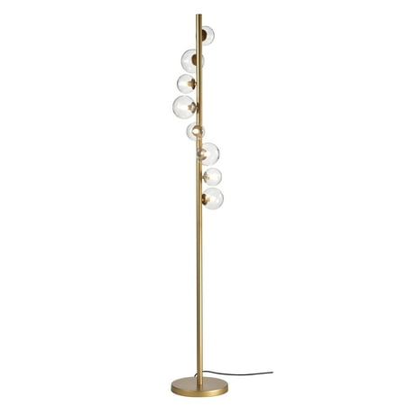 Gold Finish Clear Glass - Scintillam Floor Lamp 8-Light Circular Clear Glass Globe Gold Finish (includes bulbs)