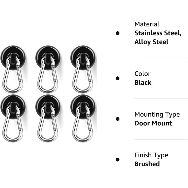 Xiangyi Magnetic Hooks,100LBS Strong Heavy Duty Neodymium Magnet Hooks with Swivel  Carabiner Hook,Great for Your Kitchen,Refrigerator and Other Magnetic  Surfaces(4 Pack), Silvery 