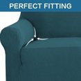 thumbnail image 4 of Stretch Sofa Covers Couch Cover Furniture Protector Sofa Slipcover 1-Piece Feature High Spandex Textured Small Checks Jacquard Fabric with Elastic Bottom(Sofa 74"-88" Wide: Deep Teal), 4 of 7